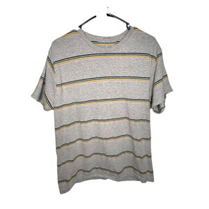 Weekend Soul Casual Grey Striped Short Sleeve T-Shirt
